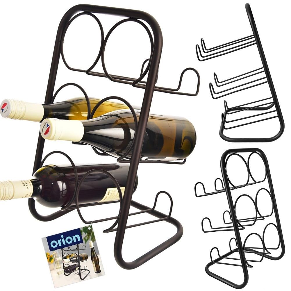 orion group Stojak na wino, stojak na butelki, stojak na wino, stojak na butelki wina, uchwyt na butelki wina, z metalu, czarny, na 6 butelek wina 22,5 x 39 cm