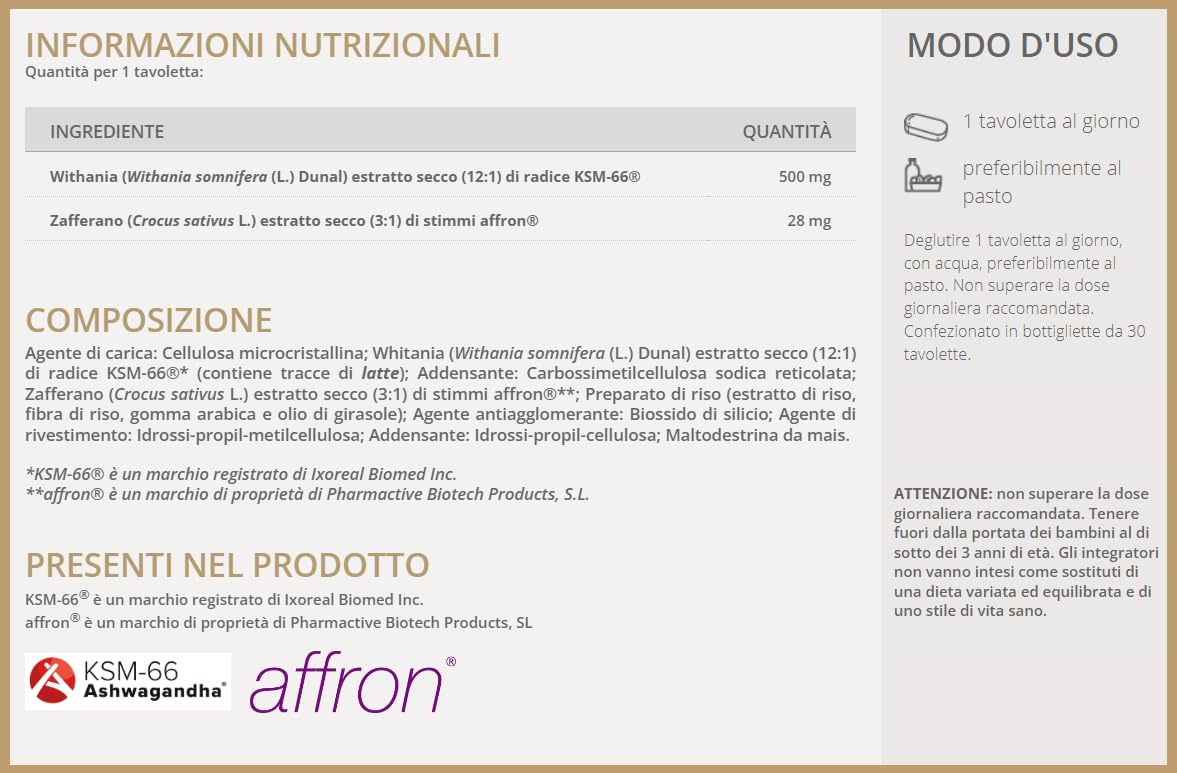 Solgar MIND MOOD – Withania KSM-66® e Zafferano affron® per benessere mentale e tono dell’umore, 30 tavolette