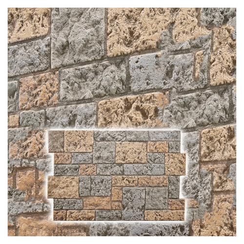 Paneles PVC Pared Revestimiento de piedra de poliuretano de 3 cm de grosor, de rápida instalación, con tacto de roca realista y paneles decorativos ignífugos(G)