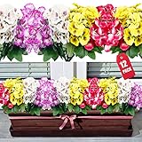 Aufind 12 Bundles Artificial Pansy Flower, Faux Fake Silk Wild Daisy Flowers Decor for Home Garden O