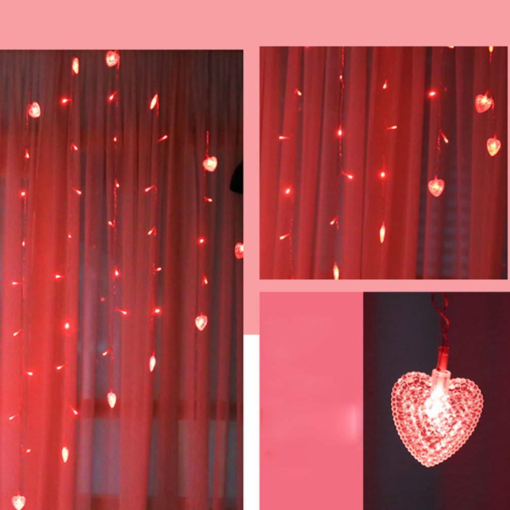 Uonlytech Luci a Tenda a Forma di Cuore LED per Decorazione Matrimonio e Festa Indoor, 2x1,5m in Acrilico Rosso per Creare Atmosfera Calda e Rilassata su Patio