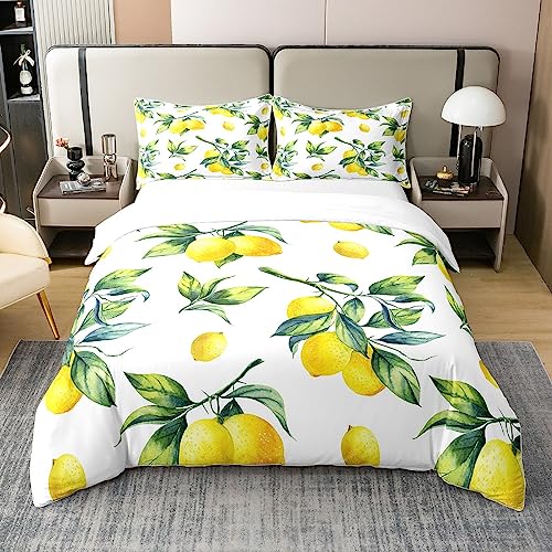 Loussiesd Zitrone 100% Baumwolle Bettwäsche Set 135x200cm Botanical Lemon...