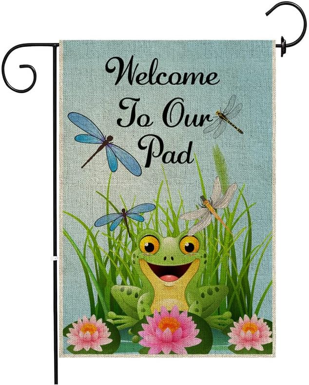 Spring Summer Frog Garden Flags, Burlap Small Hello Summer Garden Yard