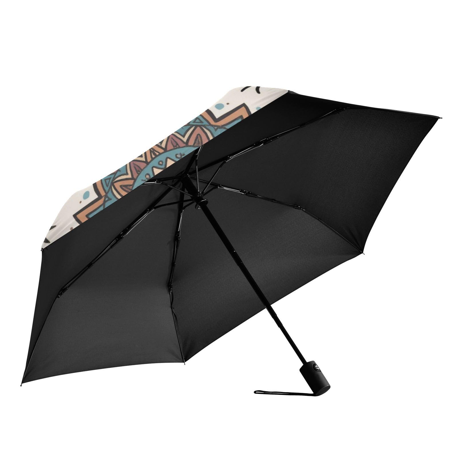 Bohemian Feather Eyes Star Beige Umbrella for kids 39 Inch Uv Protection auto open close serviceable Premium Grip, Fits Car & Backpack for Good for Car, Golf, and On-the-Go Outdoor Defence
