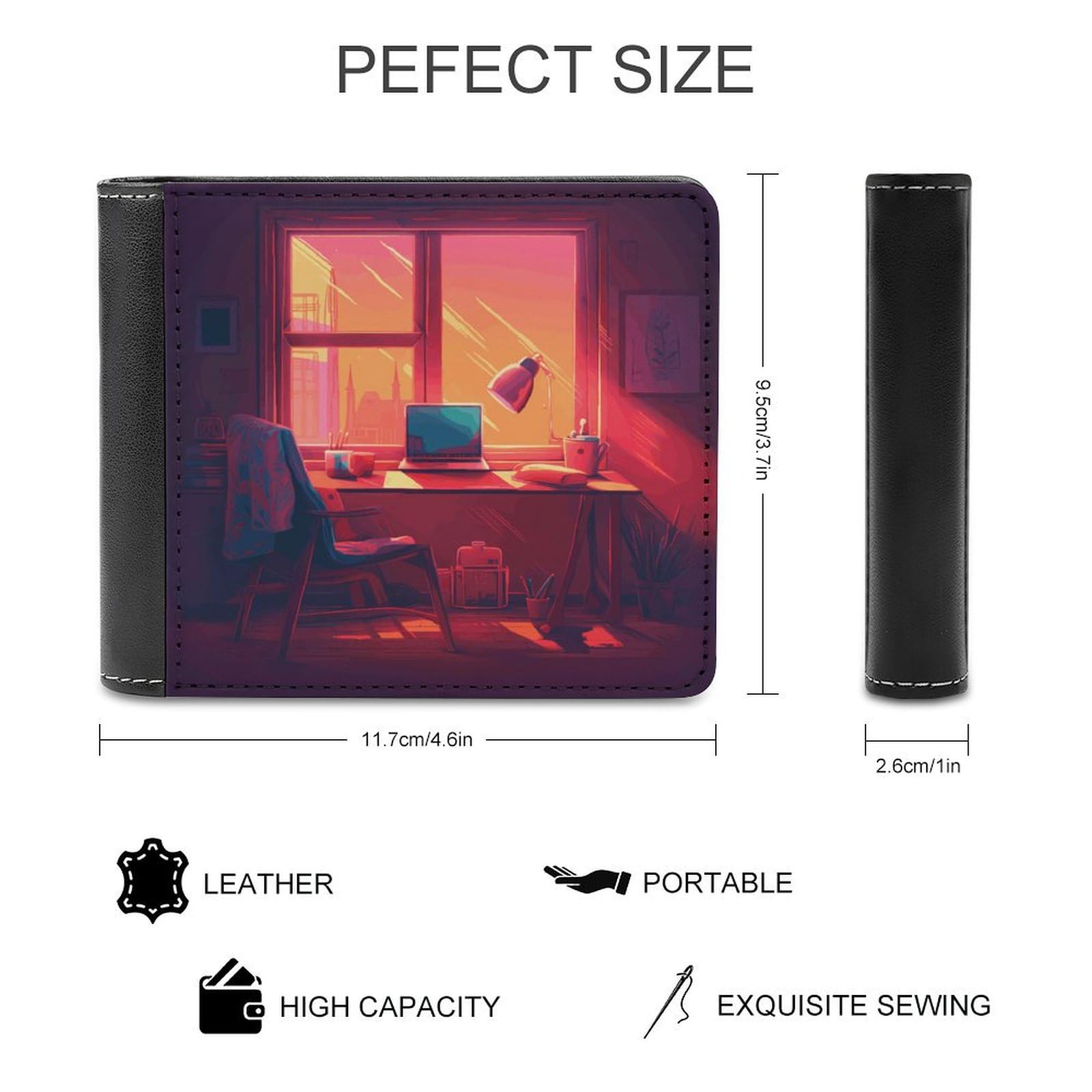 RTSEBVN Slim Credit Card Holder Personalized Leather Anime Style Room Money Clip Gifts Wallet For Men Women