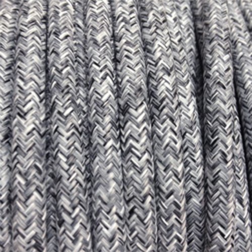 Preisvergleich Produktbild Textilstromkabel, elektrisches Kabel mit Fasergewebe, grau.