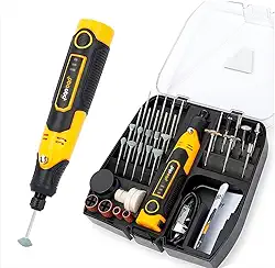 Kit Mini Retífica Portátil Multifuncional Sem Fio [57 em 1] - Compacta 3 Velocidades para Gravação, Pequenos reparos, Ajustes e Polimento. Ótima para Artesanato