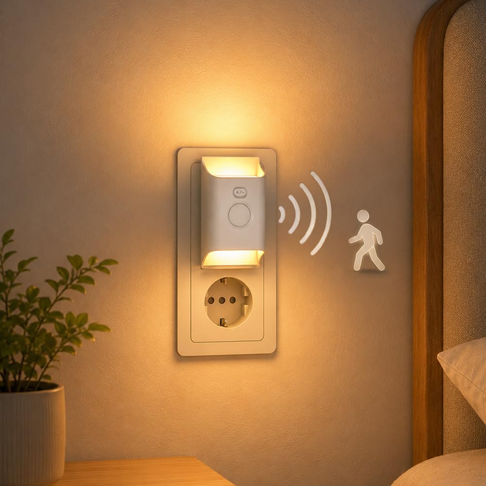 6x Nachtlicht Steckdose mit Bewegungsmelder Kinder LED Steckdosenlampe 0,7W