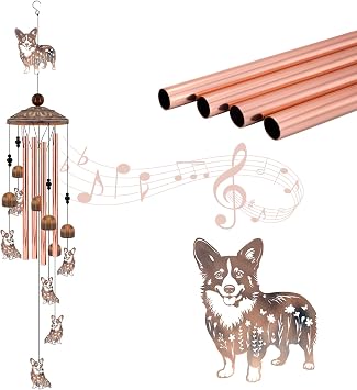 Corgi Wind Chimes for Outside,Metal Garden Decor Corgi Windchimes Gifts for Grandma/Women Birthday Gifts,Outdoor/Indoor Metal Wind Chime for Garden,Home, Lawn, Porch, Yard 35"