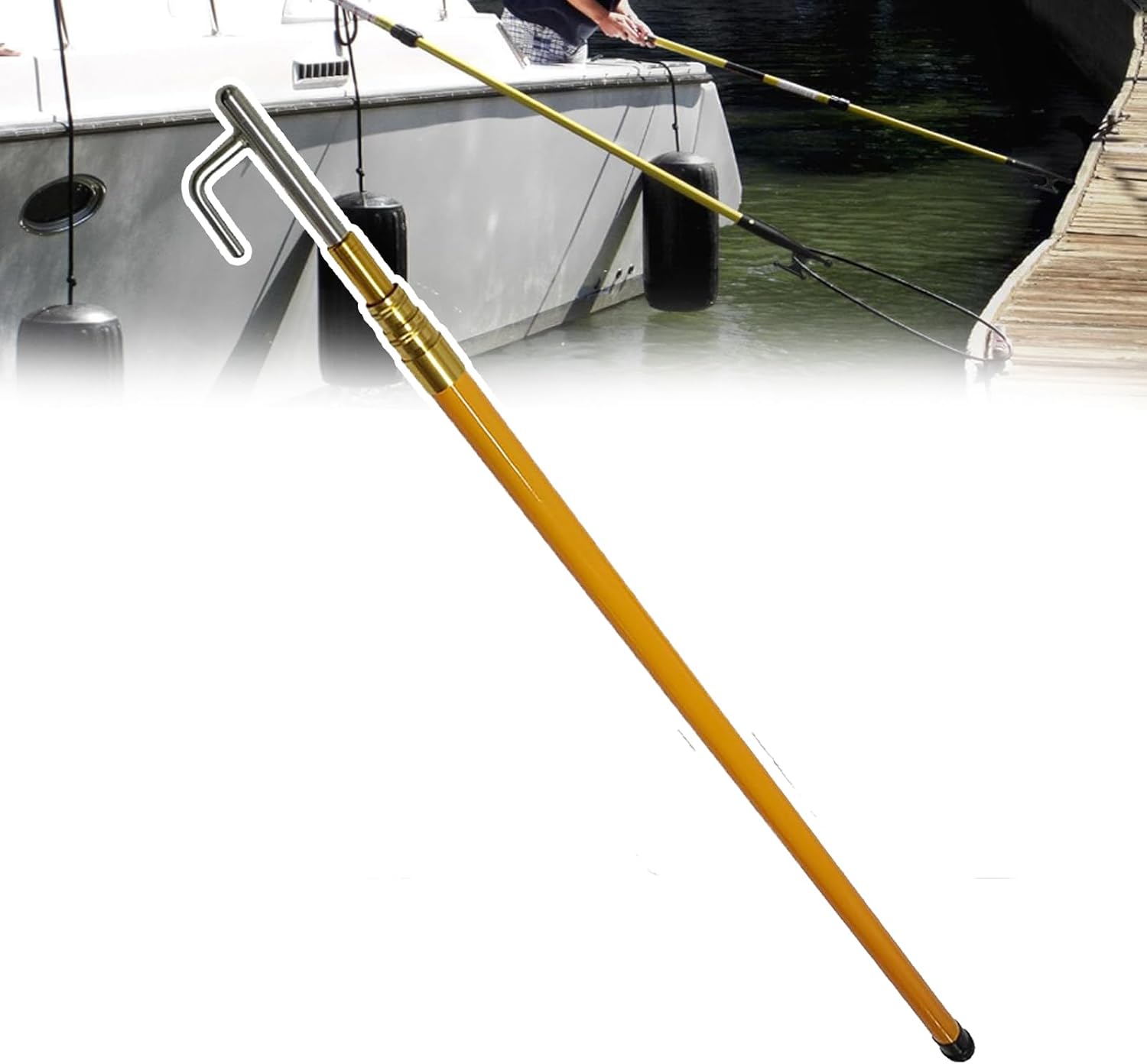 Telescopic Boat Hook Pole - 4/5/6/8M, Pole Diameter: 6cm + Opening: 4cm, Load 250 Kg/ 550 Lb, 304 Stainless Steel Hook, for Pushing Pulling and Boating