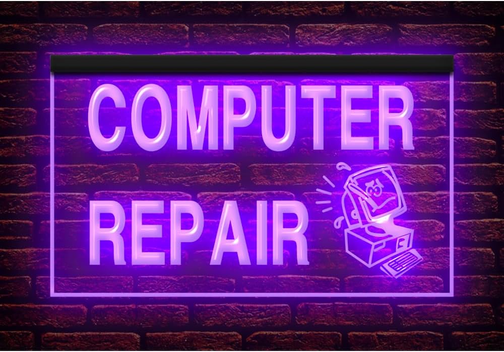 130003 Computer Repair Shop Center Open Home Decor Display LED Light Neon Sign (12" X 8", Green)