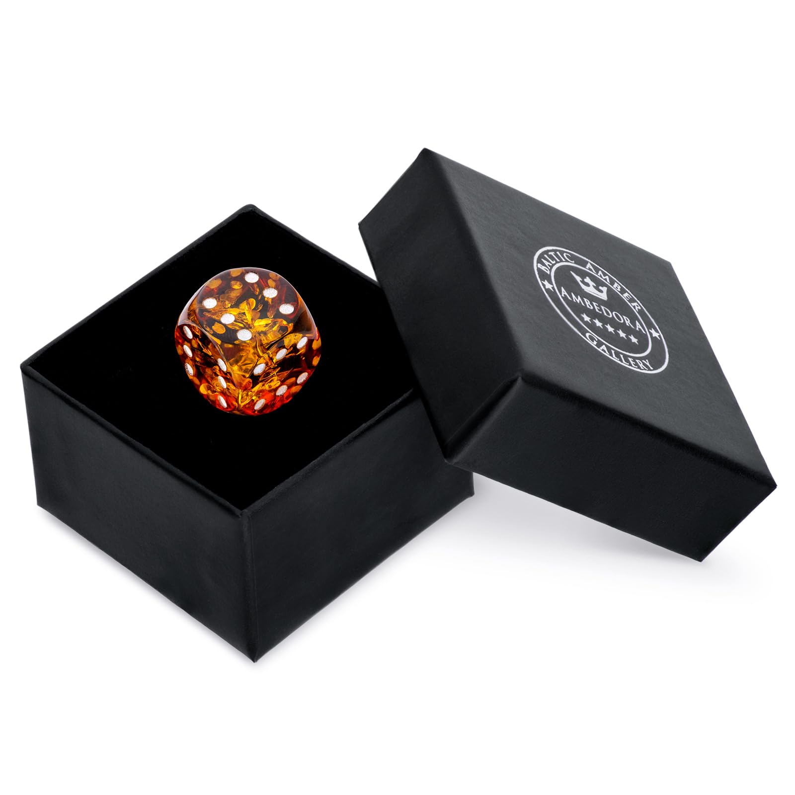 Cubo de la suerte de ámbar 6 ojos en cada lado 17 x 17 mm coñac ámbar báltico regalo único