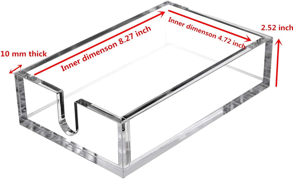 CY craft Acrylic Guest Towel Napkin Holder,Clear Bathroom Paper Hand Towels Storage Tray Modern Buffet Napkin Caddy,Fancy Flat Napkin Holders For Kitchen or Dining Room,9x5.5x2.5 Inch,Pack of 1 - Image 5