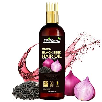 Phillauri Onion Blackseed Ayurvedic Hair Oil- WITH COMB APPLICATOR - For Shiny, Long and Thick Hair, For women and men,100 ml