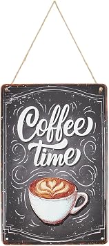 AIM & GGKK Vintage Coffee Wall Decor,Rustic Metal Coffee Bar Sign Wall Art for Kitchen, Home Cafe Station, Farmhouse Decoration