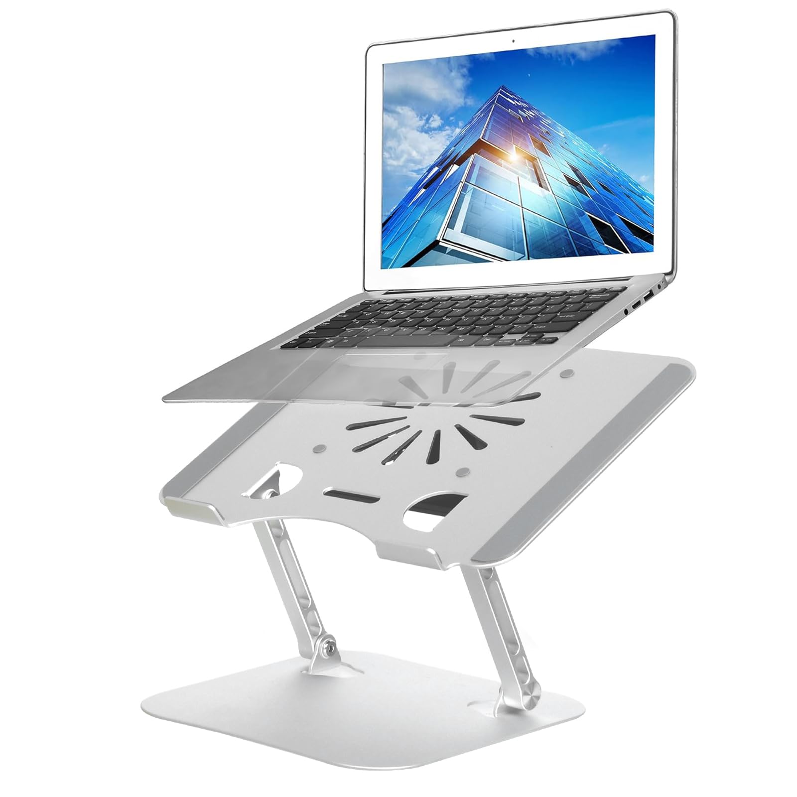 Adjustable Laptop Stand with Cooling Fan, Aluminium Alloy Multi-Angle Computer Holder for Desk, Portable Notebook Metal Mount Compatible with MacBook, Air, Pro, Dell, Alienware All Laptops 11"-17.3"