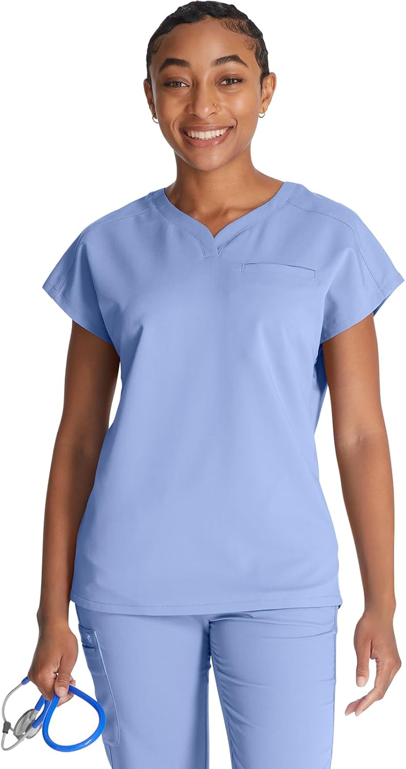 Cherokee V-Neck Women's Scrub Top with Dolman Sleeves & High-Low Shirttail Hem for Comfort - CK836A