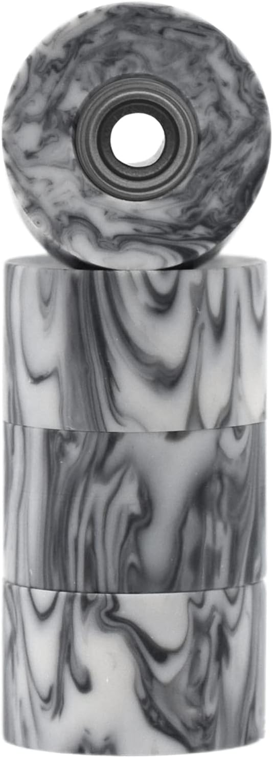 Teak Tuning Apex 71D Urethane Fingerboard Wheels - Cruiser Style, Bowl Shaped, 8.7mm Diameter - ABEC-9 Stealth Bearings - Made in The USA - Grey & White Swirl Colorway