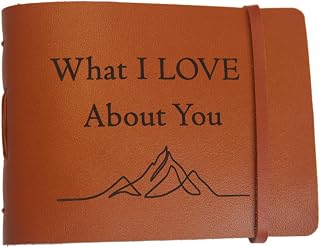 What I Love About You Book, 50 Fill-in-the-Blank Reasons, Romantic Christmas Gifts for Women, Men, Boyfriend, Husband, Him, Girlfriend, Couple, Handmade Valentine’s Day, Pocket Size Leather Journal