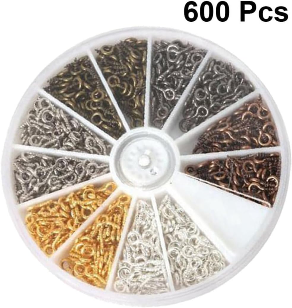 Alloy Screw Eye Pins 600pcs Mixed Pack for Jewelry Making, 4x9mm