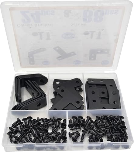 Miniatura 10 de Paquete de 22 soportes rectos de acero inoxidable de acero inoxidable, soportes rectos de esquina recta, placas rectas de metal con tornillos