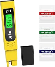 pH Metre Haute Précision (± 0.01), Testeur pH Piscine avec Écran LED Rétroéclairé Bleu et Compensation Automatique de la Température, pour Eau Potable/Piscine Analyse de l’eau, Jaune