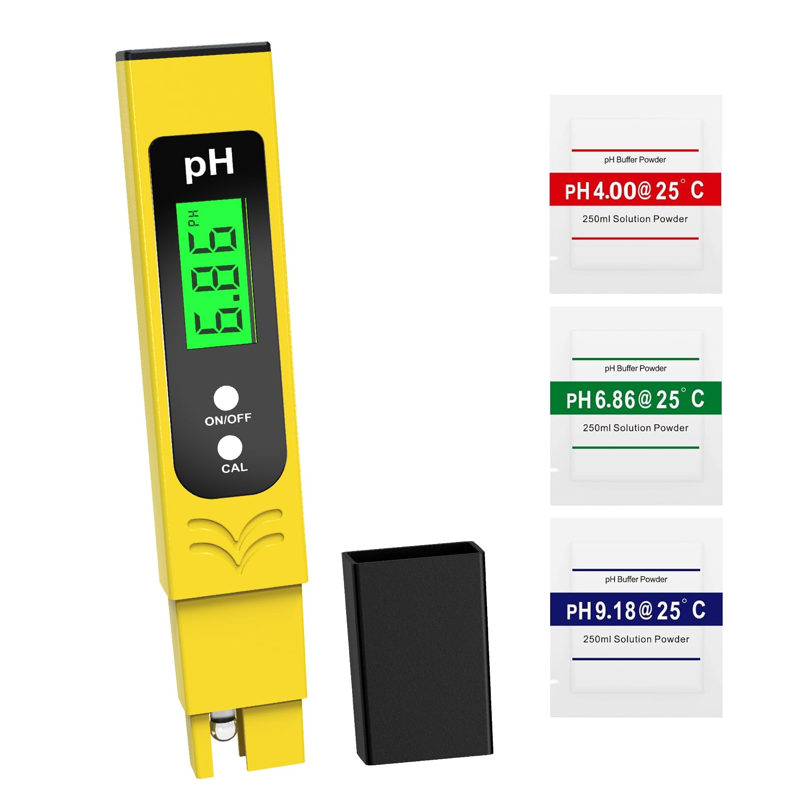 Produktbild von Shiptree PH-Messgerät Hochpräzise (±0,01) – Mit Blau-Hintergrundbeleuchtung & ATC, Für Pool & Trinkwasser (gelb)