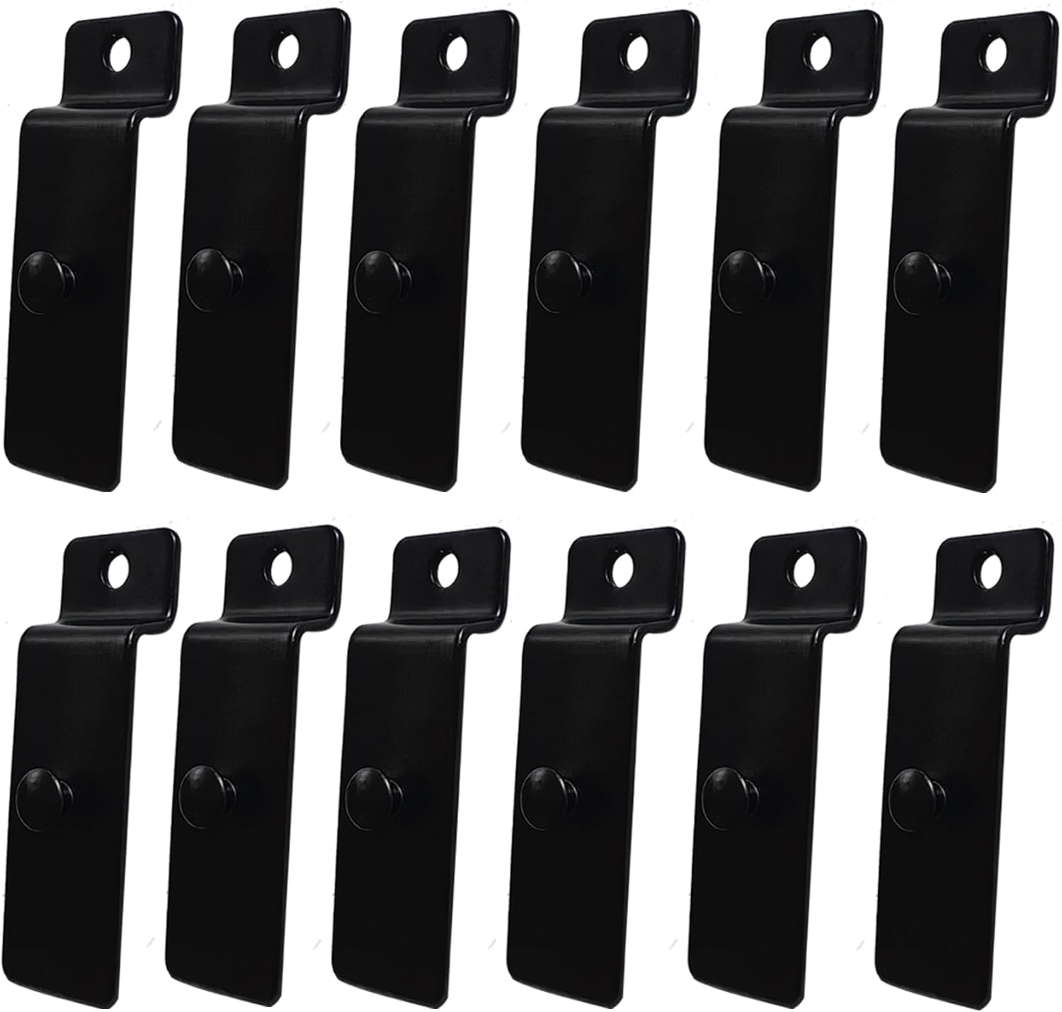 12Pcs Utility Hooks, Heavy Duty Black Metal Slatwall Hooks, Slatwall Accessories for Kitchen Peg Board, Panel Wall Hangers, Gridwall Hooks for Commercial Office Display Picture Photo Painting