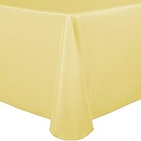 Vista 1 de Ultimate Textile Mantel ovalado de lino de poliéster de 54 x 96 pulgadas, color amarillo claro