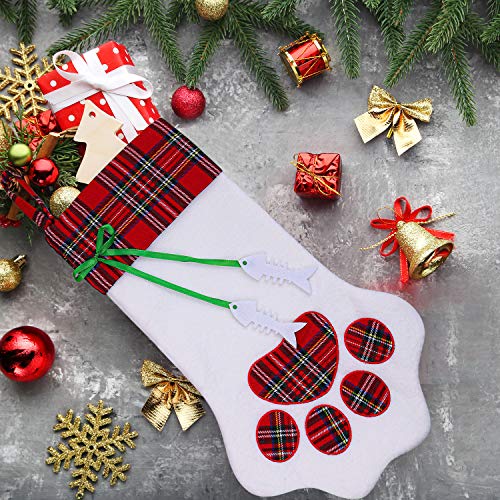 Uratot 2 Pack Christmas Stockings Pet Paw Christmas Stocking Hanging Christmas Decoration Stocking Fireplace Hanging Stockings For Pet And Christmas Tree Hanging Decorations, 18 X 11 Inches #TOP4