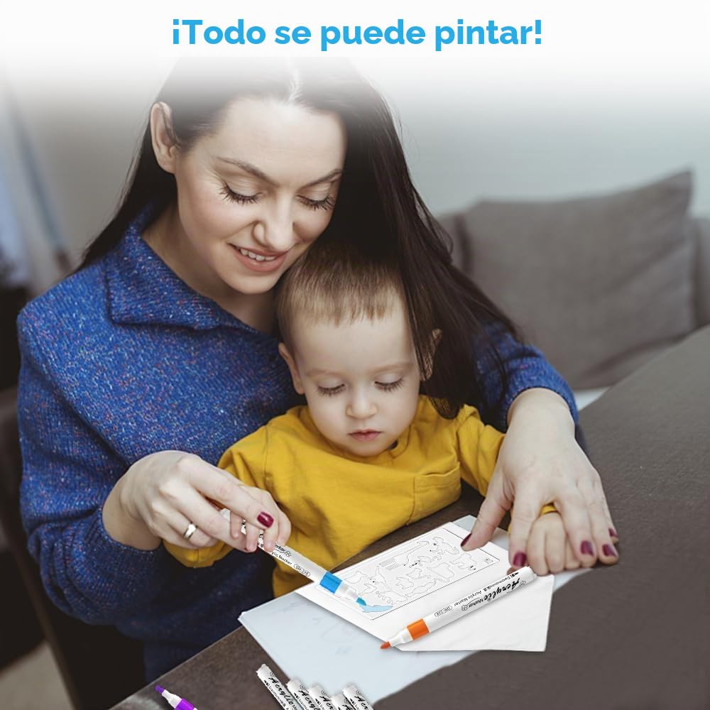 10 Piezas Baberos Bebé Algodón Blanco Pintar con Rotuladores | DAGORD Set DIY de Baberos para Bebés con 12 Rotuladores Textiles y 6 Plantillas Pintura Baby Shower Regalo