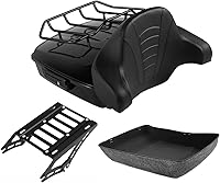 Vista 11 de TCMT 10.7 pulgadas Chopped Tour Pack Baúl Wrap-Around Backrest Portaequipajes Placa base Solo Rack Ajuste Para Harley Tour Pak Touring CVO Road King