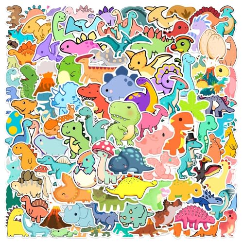 100枚 Q版小ディノドゥードルステッカー 水筒 クリエイティブDIY スケボー スマホ デコ 子供 ジュラシックテーマ 耐水シール 耐久PVC 環境素材 旅行バッグ装飾 教育アクセサリー