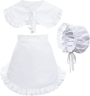 ALAMIYA Sun Hat Mob Cap Victorian Pioneer Prairie Bonnet Colonial Headwear Shawl Wrap Stole Apron Costume style2