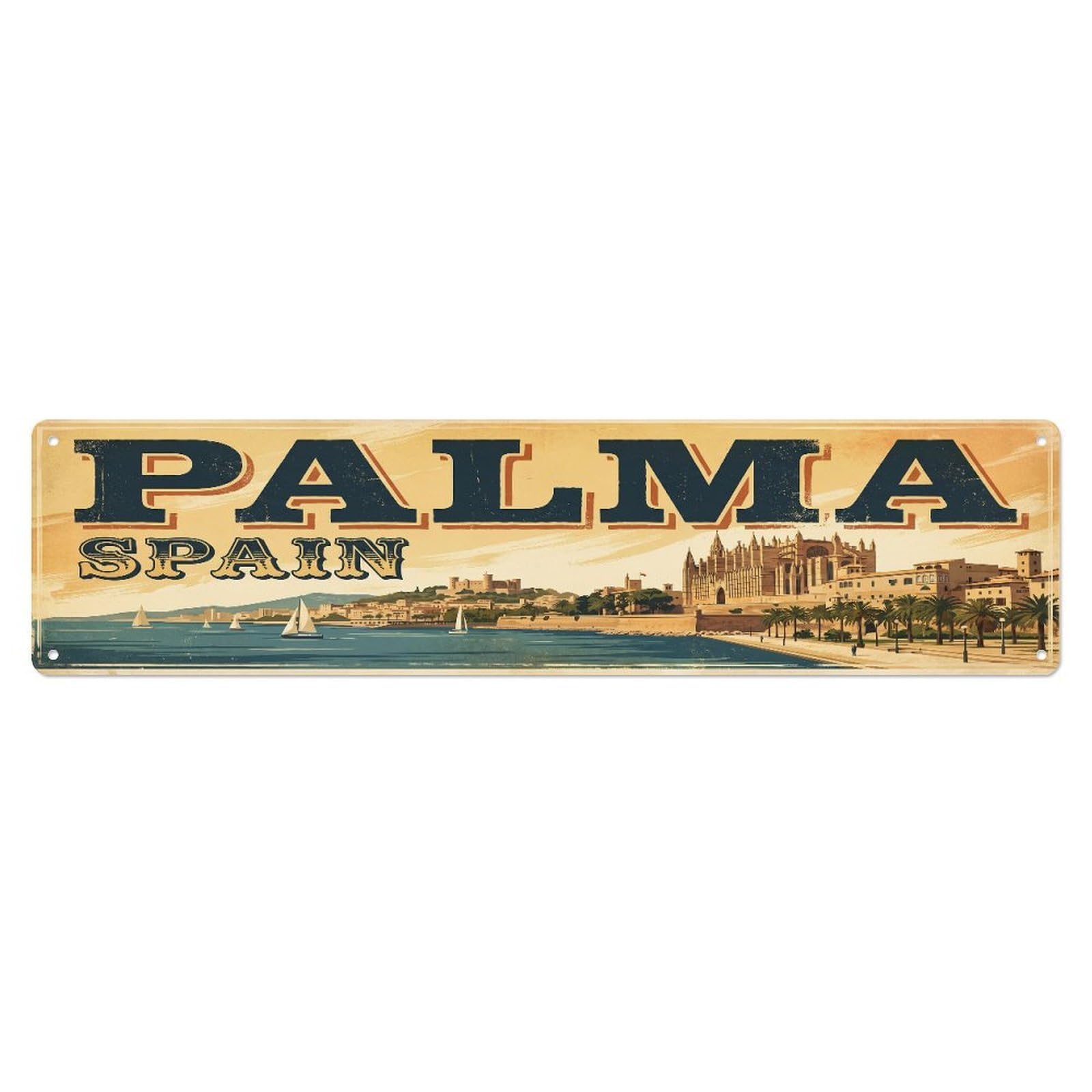 Metal Tin Sign Retro Travel Spain Palma