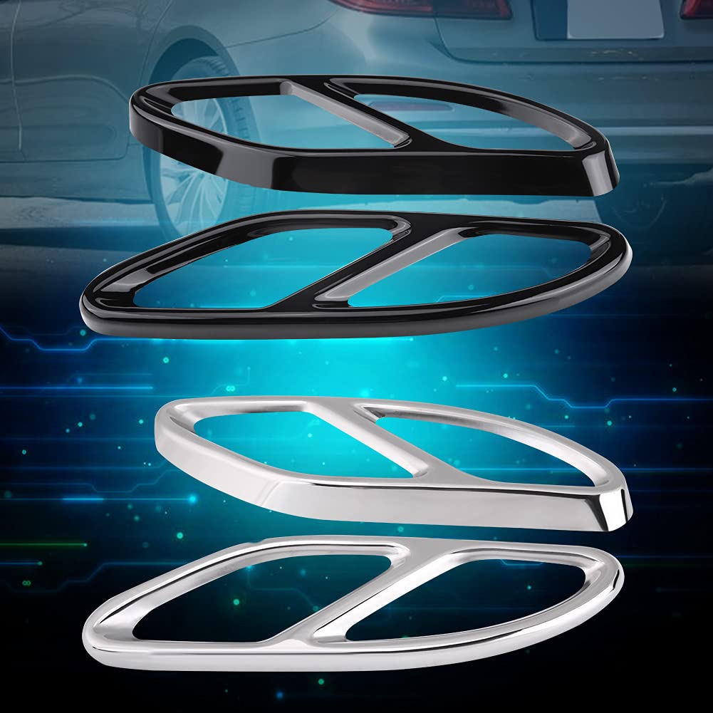 Embellecedores de escape, cubierta del tubo de escape 1 par de embellecedores de la cubierta del tubo de escape del silenciador de escape para Mercedes-Benz GLC C Clase E C207 Coupe 14-17(Plata)