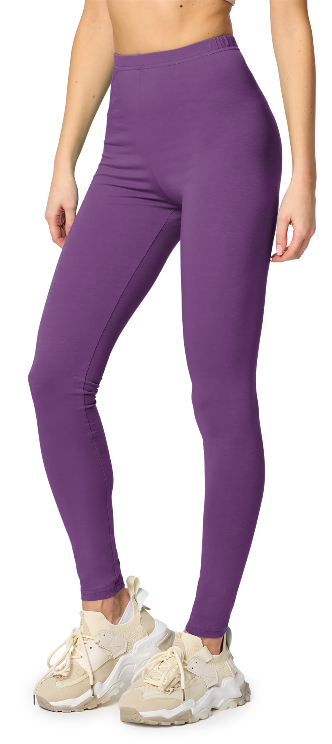 Merry Style Lunghi Leggings Fuseaux Sportivi da Donna Pratico Modello a Vita Alta in Cotone Naturale MS10-198
