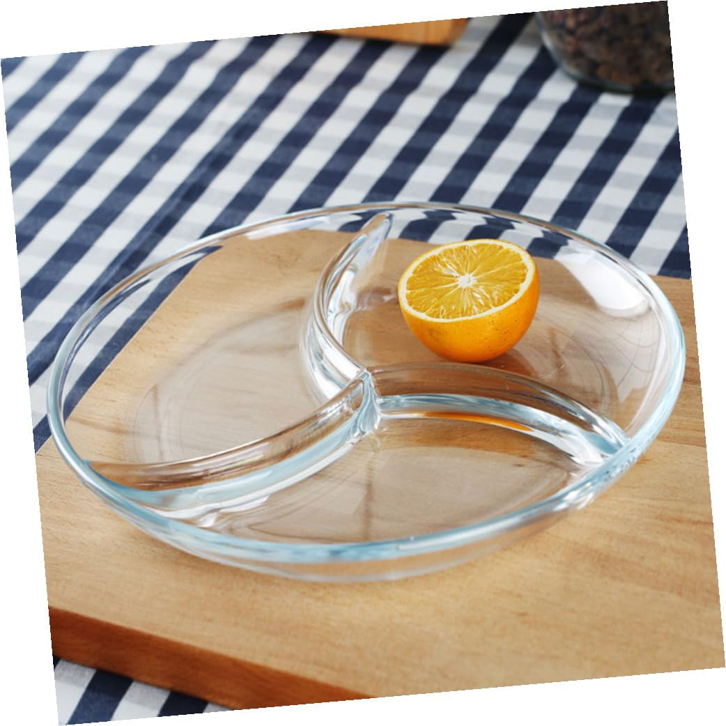 COLLBATH 1pièce Assiette Divisée à Compartiments Plat Multi-usage Pour Déjeuner Dîner Et Service De Fruits Vaisselle Transparent Pour Cuisine Et Restaurant