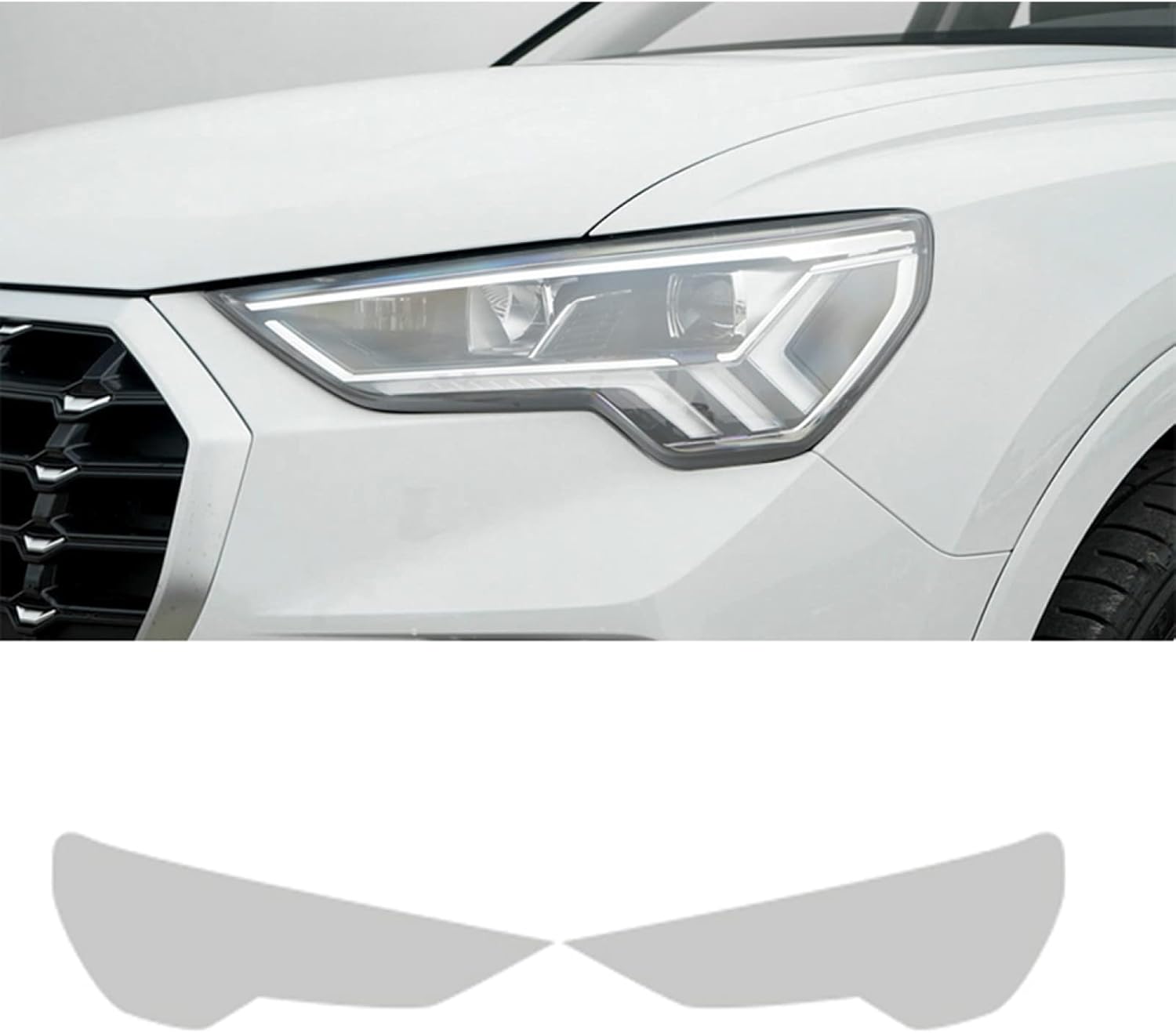 Car Headlight Protective Film for Audi Q3 RSQ3 F3 2019-2021, Smoked Black Tint Wrap Vinyl Transparent TPU Sticker,Transparent