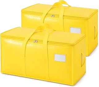 2 Pack Extra Large Moving Bags, 86L Heavy Duty Totes (Yellow)