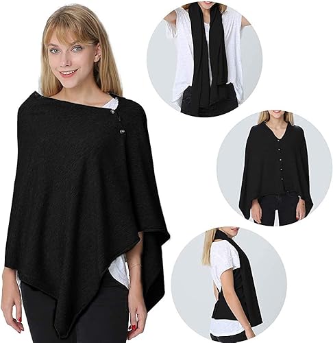 Miniatura 2 de StylesILove - Poncho de punto multiusos para lactancia botones ajustables para protección de lactancia funda de lactancia bufanda infinita