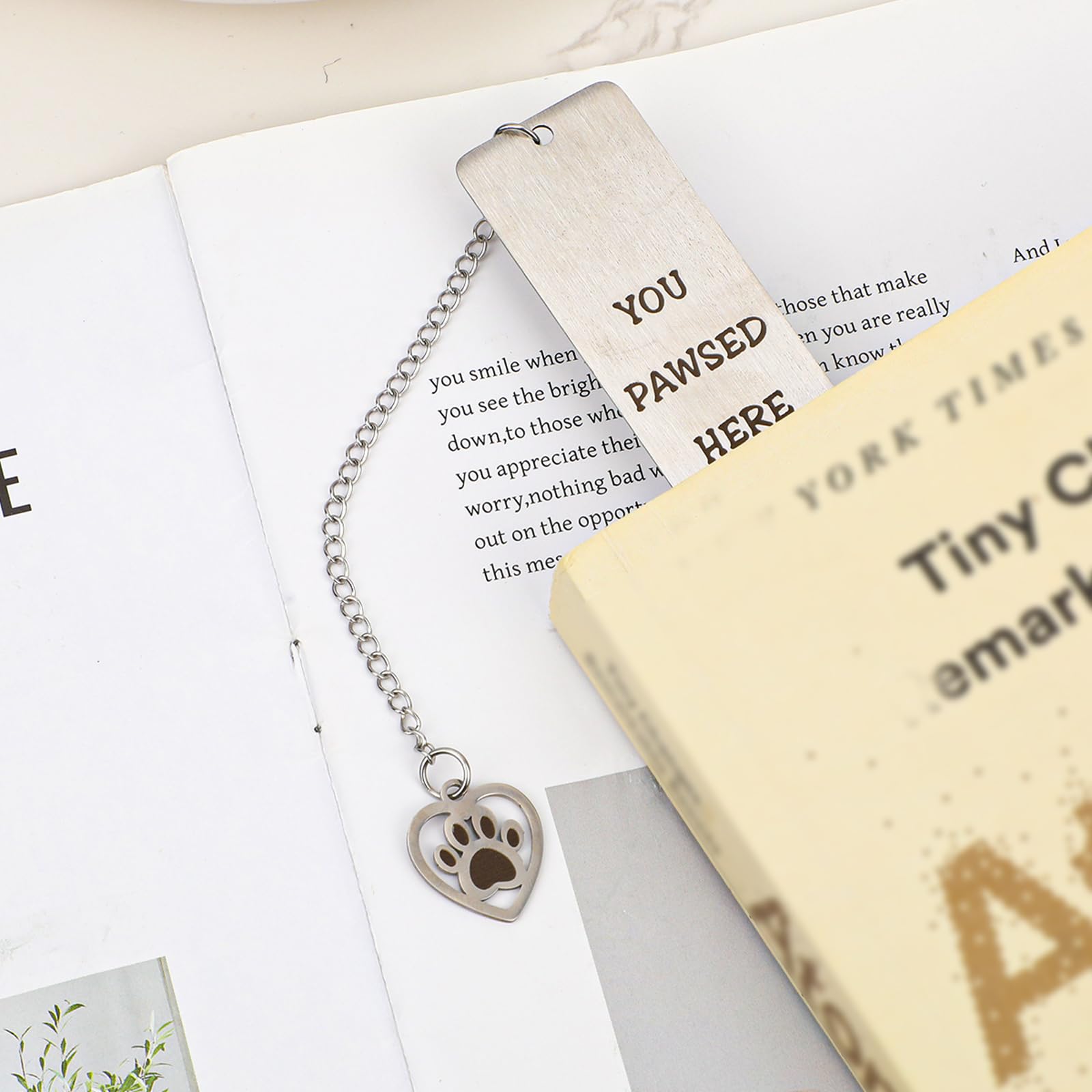 Yuanchu Hunde Lesezeichen Aus Edelstahl - Süßes Bookmark Mit Pfoten-Anhänger