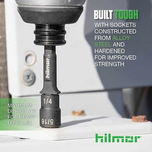 Miniatura 6 de Hilmor 1937881 Juego de destornilladores magnéticos reversibles de 2.75 pulgadas con tamaños de tuerca de 116 a 516 pulgadas, broca de acero de