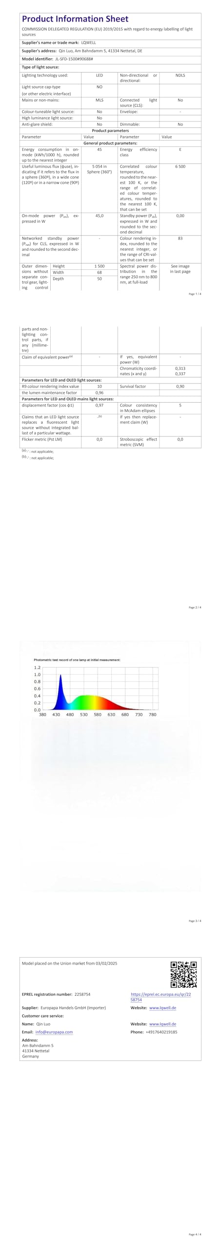 LQWELL LED Feuchtraumleuchte, LED Röhre 150x6.8x5cm IP65 Wasserfest, 45W 5050LM 6500K, Deckenleuchte Lange als Kellerleuchte, Wannenleuchte, Nassraumleuchte, Garagelampe, Werkstattlampe, 4 Stück