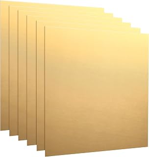 Yaocom 6 Pieces Brass Sheet 6" x 6", 24 Gauge(0.5mm) Thickness Brass Plate for Engraving Film Attached Thin Metal Sheet Brass Stock for DIY Handicrafts Jewelry Repairs Electrical Home Improvement