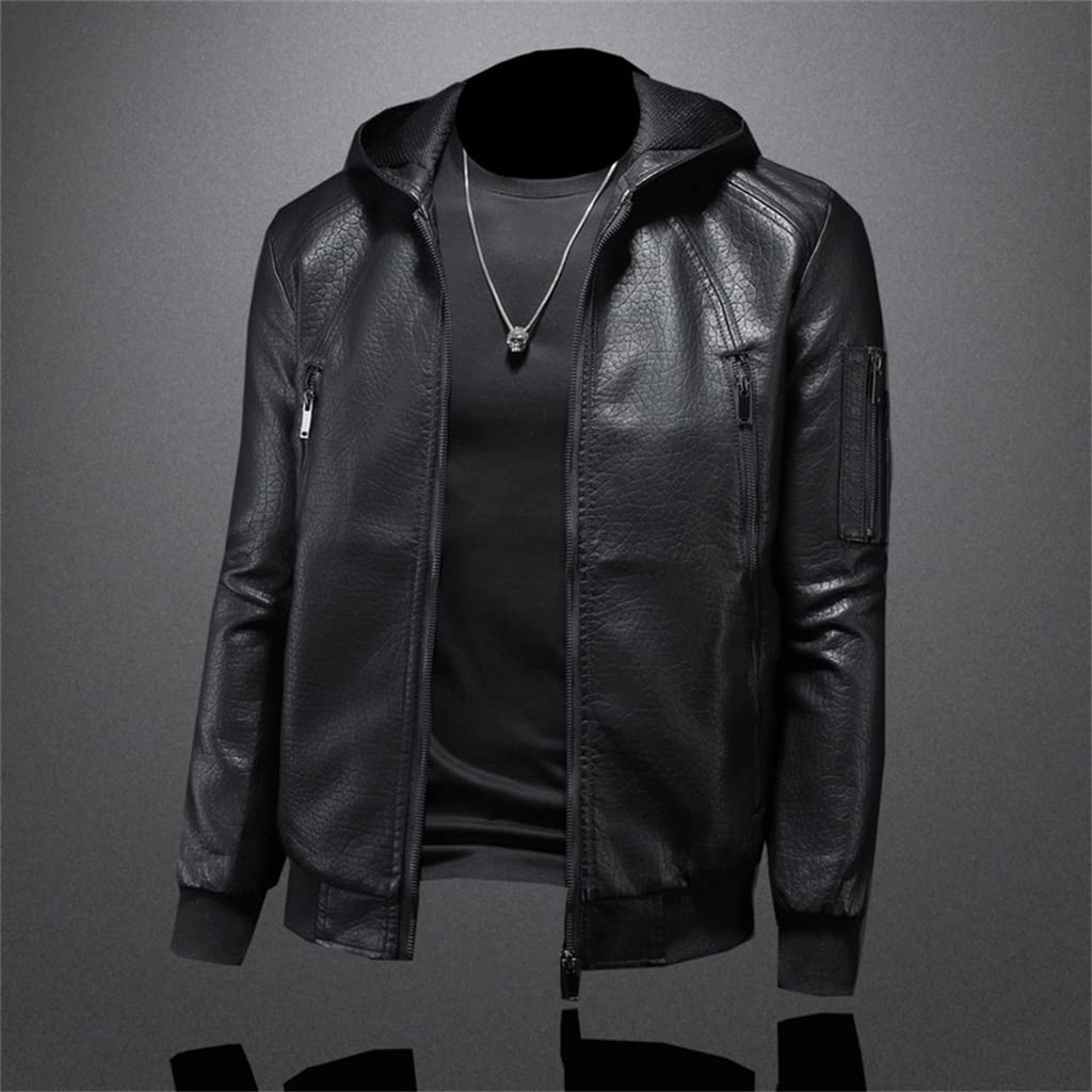 Amazon.co.jp: n/a レザー フード付き ファッション ジャケット