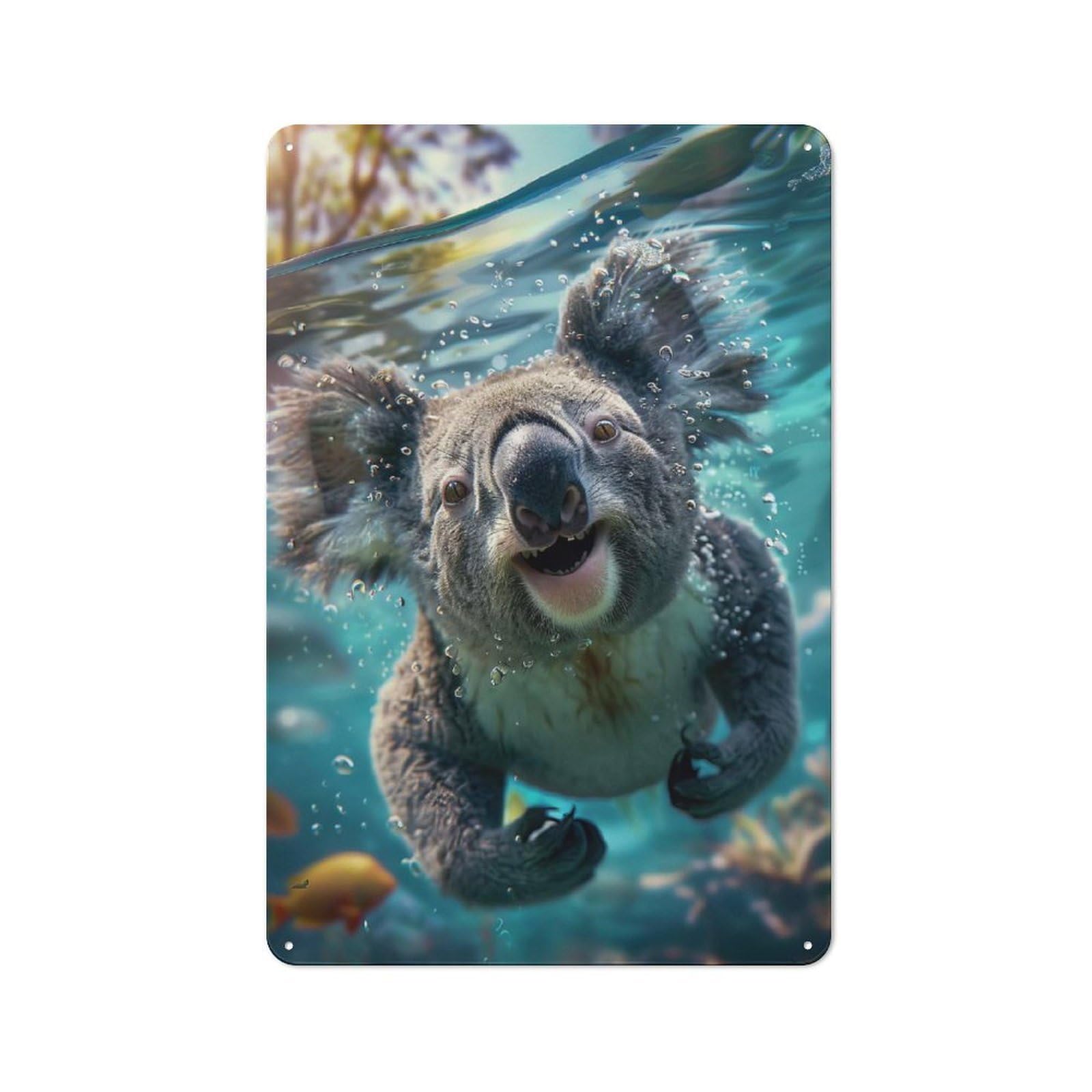 Koala Sea Workshop Style Metal Wall Decor 30x20cm, Garage Metal Sign for Workshop, Basement, Shed Or Games Room