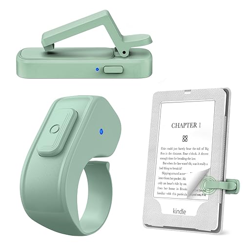 Page Turner Ring for Kindle,Remote Control for iPhone iPad Android Tablets E-Readers,Clicker Page Turner for Kindle Accessories for Camera Video Record&Shutter Selfie (Green) - Green - Ring-K1