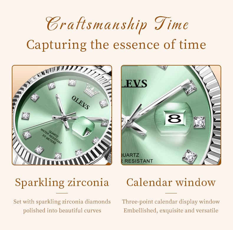 Image of OLEVS Gold Watches for Women Original Luxury Small Square Diamond Wrist Watch Analog Quartz Stainless Steel Waterproof Stylish Ladies Watch Date