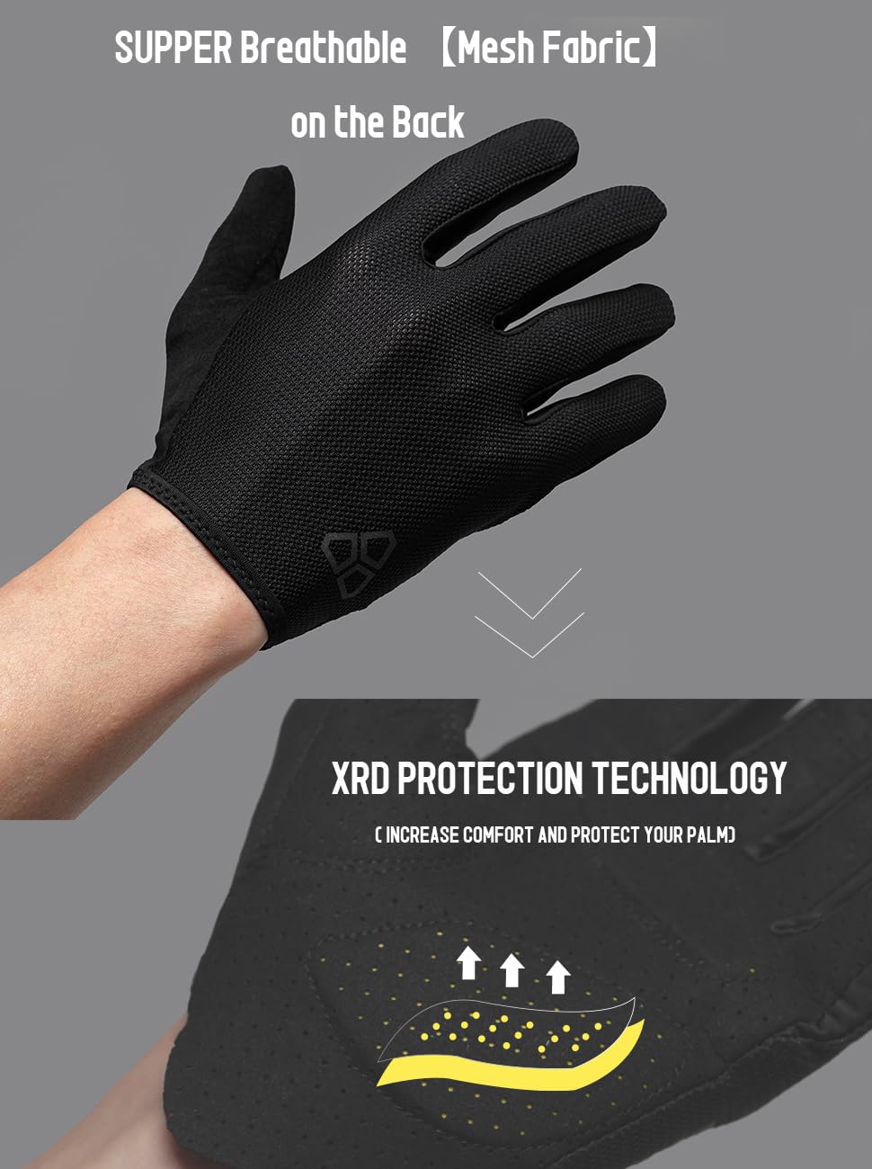 Fahrradhandschuhe Fahrradhandschuhe Herren Damen Fahrradhandschuhe 3mm XRD Gepolsterte Handfläche Klassische Mountainbike Handschuhe Road Riding Gloves MTB Touchscreen Handschuhe